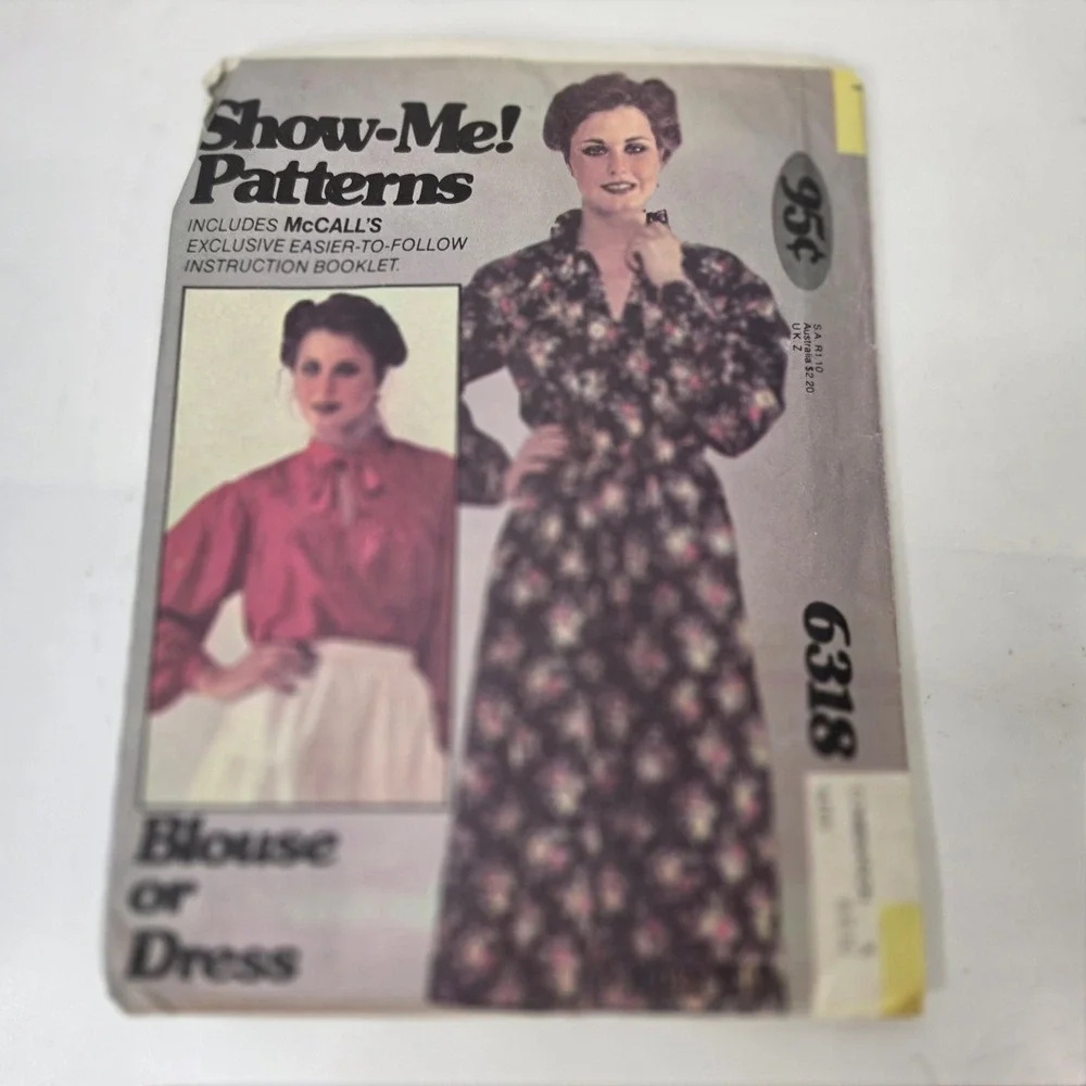 Vtg McCalls 6318 Sewing Pattern Boho Cottagecore Maxi Dress Blouse Size 6-10